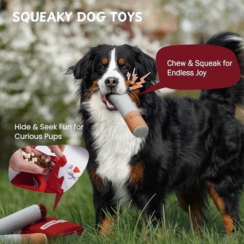 Nocciola Funny Big Dog Toys for Large Meidum Dogs, Squeaky Entertainment Stuffed Toys for Boredom, Anxiety Relief, Mentally Stimulating, Plush Dog Toys to Keep Busy and Occupied