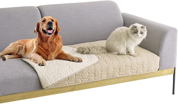 Tcksstex Waterproof and Non-Slip Dog Bed Cover and Pet Blanket Sofa Pet Bed Mat ，car Incontinence Mattress Protectors Furniture Couch Cover for Most Cats Dogs,Pets（30x70-Beige）