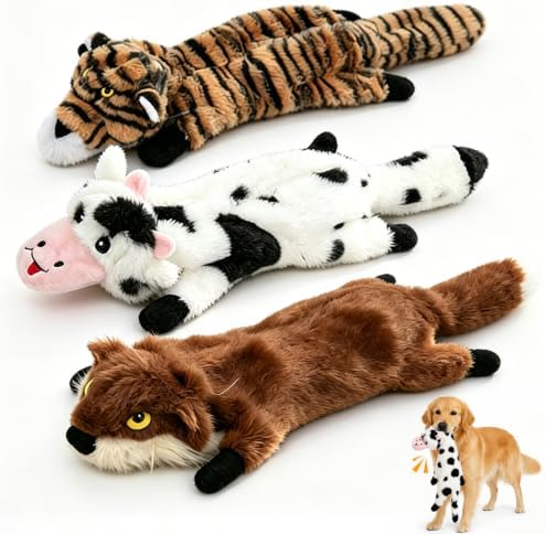 Dog Toys 3 Pack No Stuffing Dog Squeak Toys for Small Medium Breed