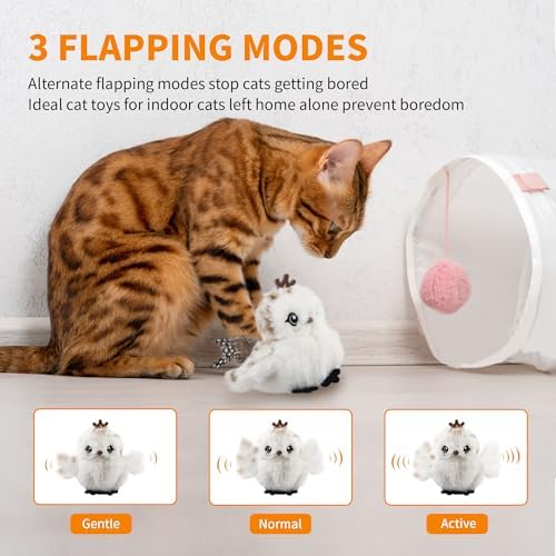 Gigwi Flapping Bird Cat Toys Lifelike Sandpiper Chirp Tweet Interactive Cat Toy, Rechargeable Motion Activated Cat Toys For Bored Indoor Adult Cats, Electronic Automatic Cat Toy With Catnip (prince)