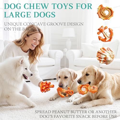 Fuufome 3 Pack Nylon Dog Chew Toys, Indestructible for Aggressive Medium & Large Dogs