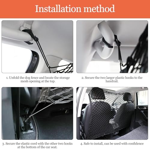 Dog Barrier for Car for Smart #1 2023-pr, Adjustable Reinforced Mesh Pet Net Barrier for Back Seat & Cargo Area Keeps Dogs Safe While Driving