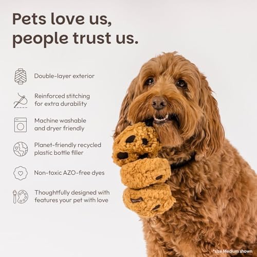 P.L.A.Y. Cute Plush Dog Toys - Coffee Shop Food Themed Durable Squeaker Chew Toy for Medium & Large Dogs - Machine Washable, Recycled Materials (Pup Cup Cafe Cookies n' Treats, Medium)