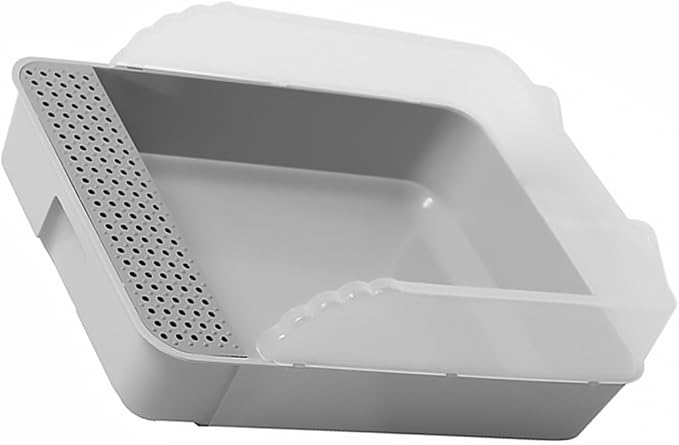 SUPVOX Cat Litter Pan Toilet Semi-Enclosed Anti-Splash Resistant Plastic Litter Box with Removable Cover Small Gray for Kitten Housebreaking and Indoor Use