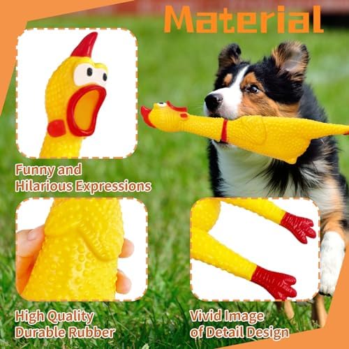 Xeehwb 3 Pcs Large Rubber Chicken,12 Inch Yellow Rubber Squawking Chickens,Screaming Chicken Dog Toys,Prank Noise Maker Dog Toys