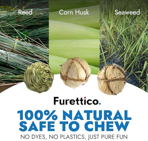 Dog Chew Toys, 3pcs Woven Grass Chew Ball for Dogs, Dental Teething & Interactive Fetch Toys, Outdoor Digestible Chew Ball for Boredom Relief - Reed, Seaweed & Corn Husk, Seaweed & Corn Silk