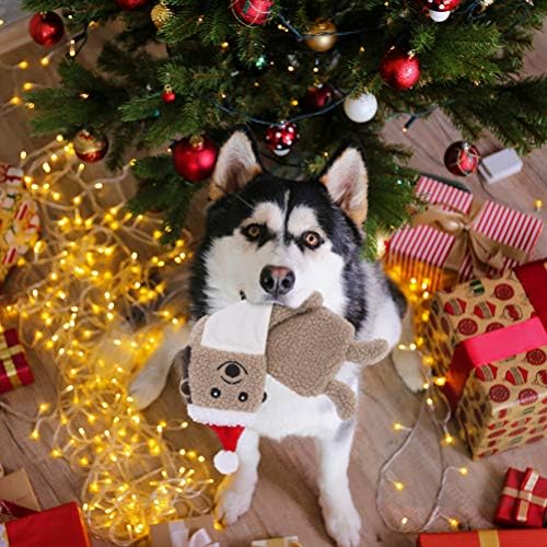 SCENEREAL Stuffless Christmas Squeaky Dog Toys for Small Medium Large Dogs, Plush Tough Pet Chew Toy, Durable No Stuffed Puppy Teething Toys for Boredom and Stimulating (Elk & Hedgehog & Snowman)