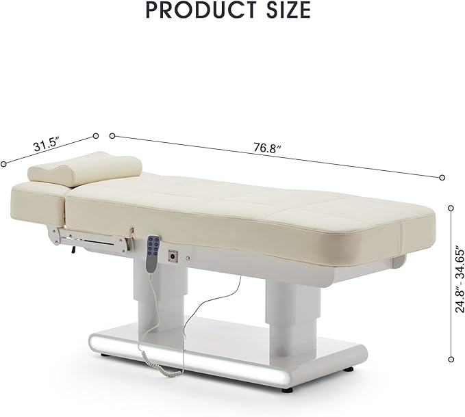 Artist hand 3 Motor Full Electric Spa Facial Beauty Bed Tattoo Medical Treatment Table Aesthetic Chair with Thermal Heated & Armrest for Salon Esthetician Doctor Podiatry