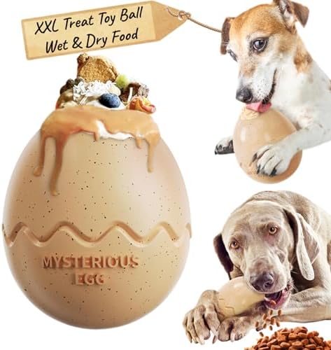 Treat Dispenser Dog Toy for Aggressive Chewers, Dog Frozen Treat Toy to Keep Them Busy, Interactive Chew Toys for Large Dogs, Durable Natural Rubber Material Puzzle Toy