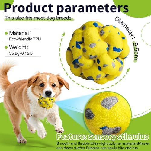 Moonorange Upgrade Dog Balls Interactive Toys for Aggressive Chewers, Indestructible Tennis Durable Bouncy for Fetch Game, Lightweight Floating, Yellow