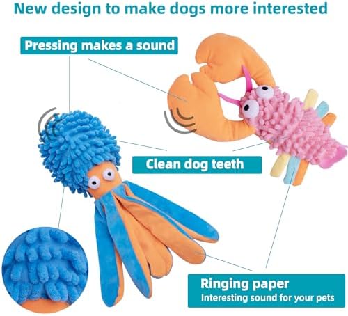 Puppy Squeaky Dog Toys, 5Pack Octopus Dog Toys for Small to Large Breeds