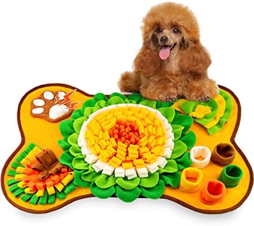 Snuffle Mat for Dogs, Pet Snuffle Mat for Small and Medium Dogs, Interactive Sniff Mat Feeding Mat for Puppies, Slow Feeder Dog Treat Mat for Training and Stress Relief (Bone Shape) (Orange, One Size)