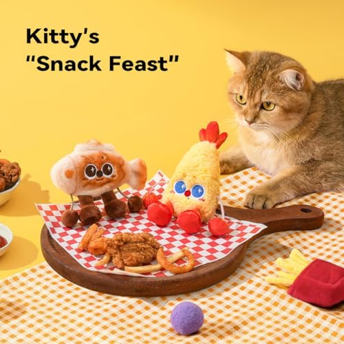 Petgravity Jumpy Shrimp Taiyaki Electric Cat Toy, 2 Pack, Tap-Activated 3 Moving Modes Interactive Cat Toys, Exercise Toy for Indoor Cats Kitten with Catnip, Rechargeable