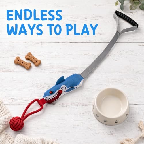 Shark Dog Tug of War Toy, Interactive Squeaky Rope Chew Toys for Dogs