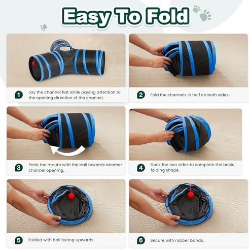 Love's cabin Cat Tunnel for Indoor Cats, 3-Way Collapsible Play Tunnel