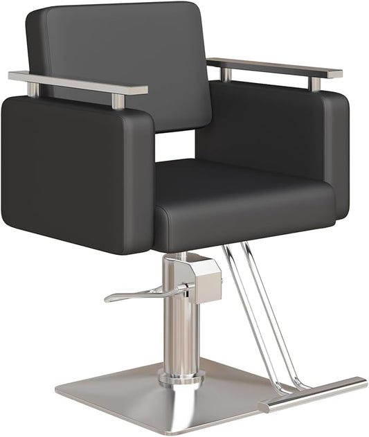 Barber Chair, 440 Lbs Capacity Heavy Duty Salon Chair with Hydraulic Pump, 360° Swivel Height Adjustable Spa Beauty Chair for Hair Stylist, Barbershop, Spa, Beauty Shop (Black)
