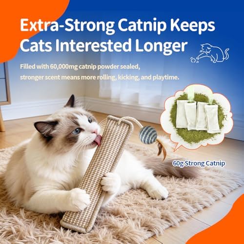 2 Pack Refillable Sisal Catnip Kicker Toys for Indoor Cats