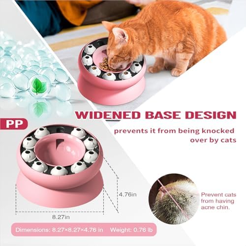 Interactive Cat Puzzle Feeder, Cat Puzzle Toy Treat Dispenser Kitten, Enrichment Toys for Indoor Cats, Slow Feeder Treat Puzzle Toy Cats Stimulation Toys (Pink)