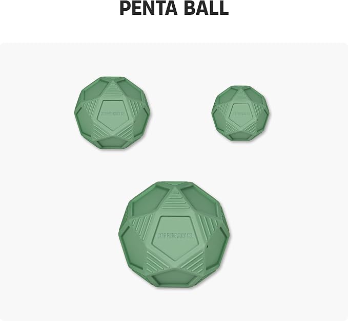 Dog Friendly Co. Penta Ball, Treat Dispensing Dog Toy (Large, Dark Green)