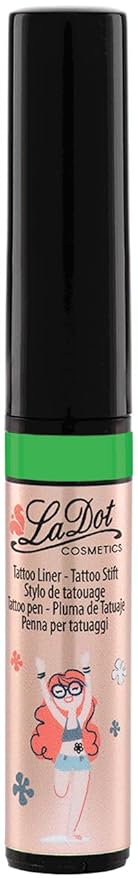 LaDot Temporary Tattoo Liner Pen – Fine Tip Waterproof Body Art Marker for Drawing Custom Skin Designs – Ideal for Temporary Tattoos, Festivals, Parties & More (Green)