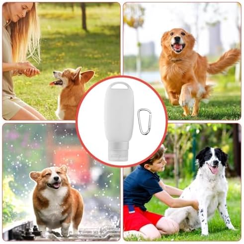 Refillable Silicone Travel Bottle for Dog 3oz (90ml) | Small Refillable Squeeze Bottles with Carabiner | Food-Safe Material