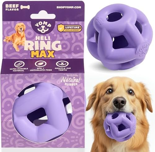 Yomp HeliRing MAX Dog Toy – Durable Hollow Ball with Zany Bounce, Tug & Fetch, Dishwasher Safe for Easy Cleaning