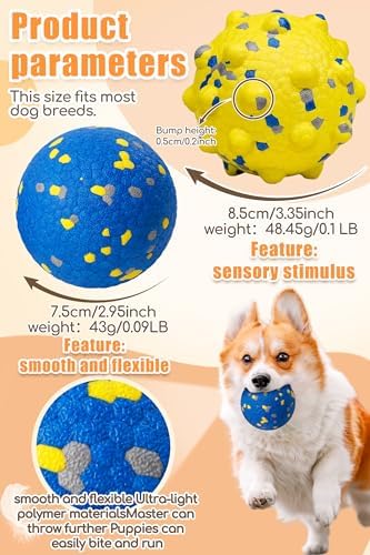 Moonorange Dog Tennis Balls for Aggressive Chewers, Indestructible Durable Bouncy Interactive Toy for Dogs Fetch Game Lightweight Floating Outdoor Training(Yellow+Blue Mixed Large)