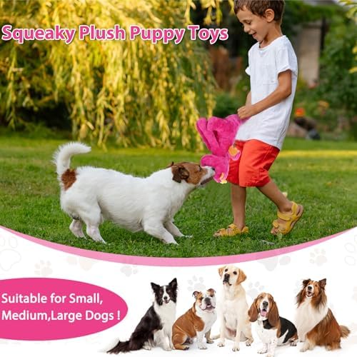 Letsmeet Dog Toys for Large Plush Dog Chew Toy with Squeaker and Crinkle Paper, Interactive Puppy Toys to Reduce Boredom and Anxiety, Tough Tug of War Pet Toys for Small, Medium and Large Dogs