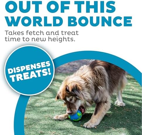 Outward Hound by Planet Dog Orbee-Tuff Planet Ball Blue/Green Treat-Dispensing Dog Toy, Large