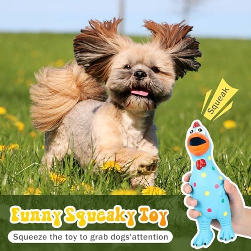Silung 4 Pack Squeaky Rubber Chicken Dog Toys 8.6" Latex Chew Toys Gifts