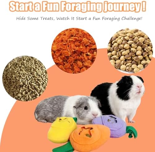 Hamiledyi Guinea Pig Toys Rabbit Foraging Enrichment Toy Slow Feeder Food Hide Puzzle Toys Boredom Relief and Foraging Fun (3 Pieces)