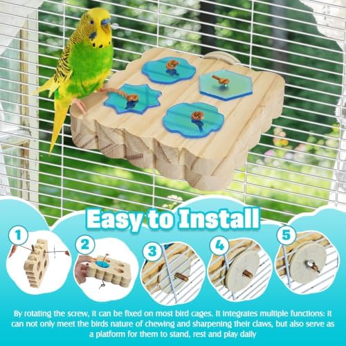 PINVNBY Wooden Bird Foraging Toys Interactive Parrots Foraging Toys