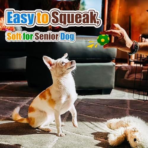 HOLYSTEED 2" Squeaky Dog Toys for Small Dogs, Mini Breed, Latex Soccer Ball