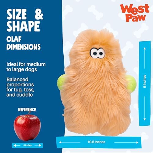 WEST PAW Rowdies Olaf Durable Plush Dog Toy with Reinforced HardyTex Fabric Hand Sewn Seams and Engaging Squeaker for Chewers and Cuddlers - Melon