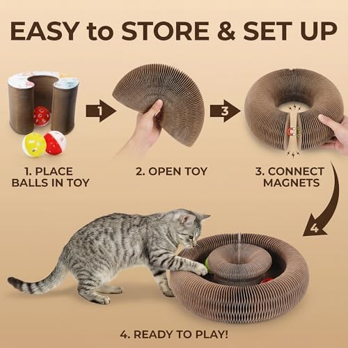 Interactive Cat Toy & Cardboard Cat Scratcher, Round Single-Layer Track