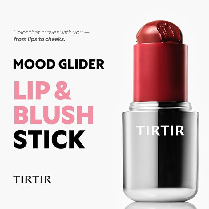 TIRTIR Mood Glider Lip & Blush Stick | Multi Use for Lip and Cheek with Creamy Buildable Texture and Natural Glow Color #02 Rose Drizzle, 0.13Oz