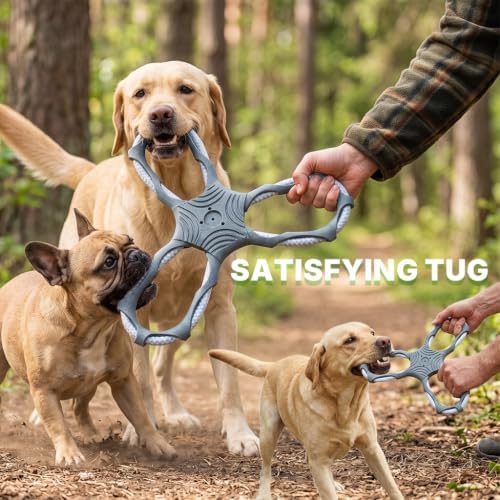 3 Way Doy Toys, Dog Tug Toy for Multiple Dogs, Dog Chew Toys, Blue