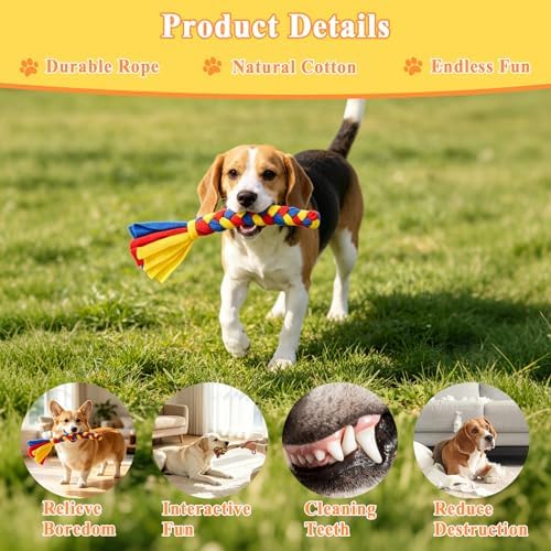 Flirt Pole for Dogs, Heavy Duty Dog Teaser Wand with 3 Replacement Rope