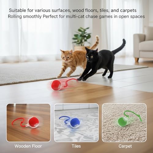 Interactive Cat Toys Ball for Cats - Upgrade Automatic Cat Toys for Indoor Cats, 3 Modes 2 Speed Moving Cat Ball (Blue)