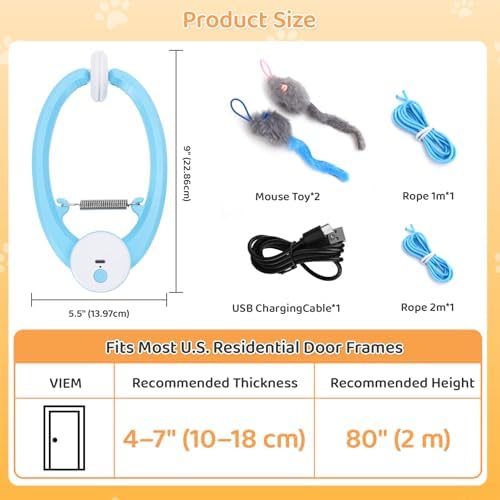 Automatic Interactive Cat Toys for Indoor Cats Hanging Cat Toy, Blue