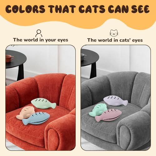 Fish Shape Cat Toys, 3 Pcs Food-Grade Silicone Kicker for Indoor Cats, Could Be Filled with Catnip or Cat Food, Interactive Toys for Kittens and Adult Cats