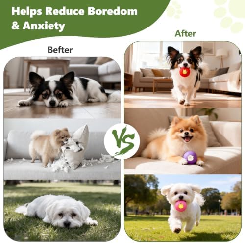Latex Squeaky Balls for Small Dogs, 2" Soft Latex Squeaky Dog Ball Toys, Cute Animals Rubber Bouncy Balls, Puppy Teething Chew Toys for Mini & Small Dogs (2"-Set B)