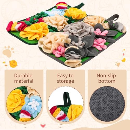 Yinkin 2 Pcs Rabbit Foraging Snuffle Mat for Small Animals Puzzle Toys Funny Interactive Nosework Feeding Mat for Bunny Hamsters Guinea Pigs Ferrets Chinchillas (17.7 x 9.8 Inches,Fashion Styles)