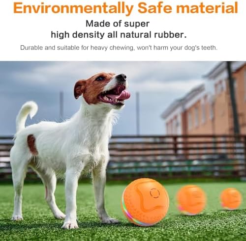 Interactive Dog Toys Ball, Automatic Rolling Toy, Lively pet Ball for Medium/Large Dogs to Relieve Boredom, Activated Automatic Motion Dog Balls Toy with LED Flash, USB Rechargeable