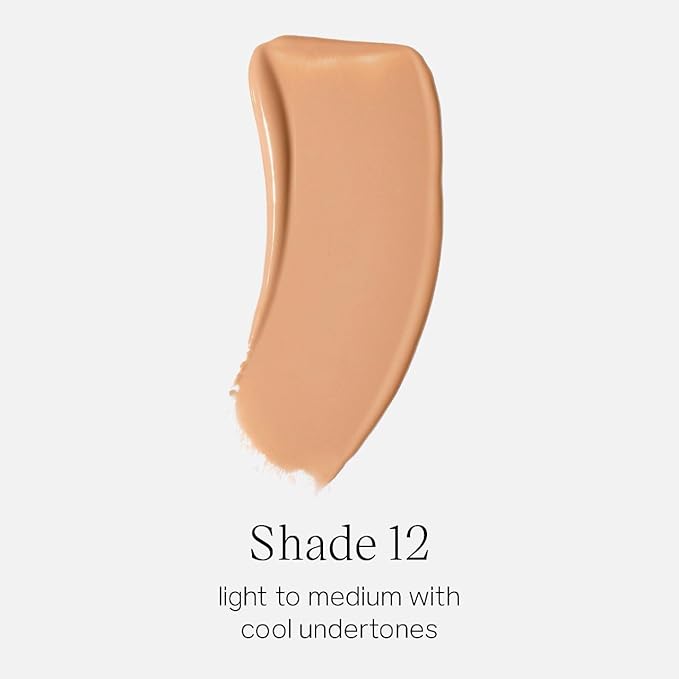 Saie Glowy Super Skin Tint Liquid Foundation - Weightless + Dewy Foundation with Lightweight Medium Coverage - Hydrating Face Makeup + Skin Care Serum Hybrid with Hyaluronic Acid - Shade 12 (1.01 oz)
