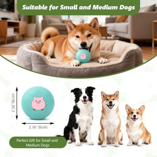 Latex Squeaky Balls for Small Dogs, 2.4" Soft Latex Squeaky Dog Ball Toys, Cute Animals Rubber Bouncy Balls, Puppy Teething Chew Toys for Small & Medium Dogs (2.4"-Set A)