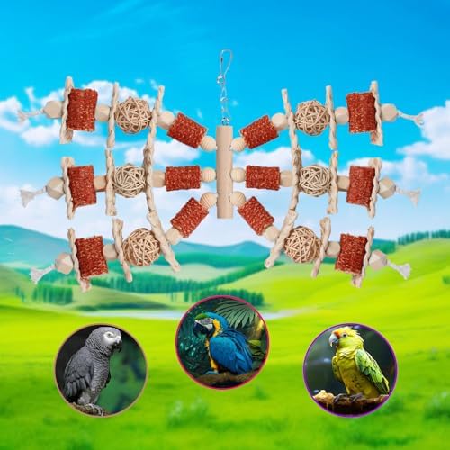 Bird Toys,Natural Corn Stick Parrot Toys Hanging in Bird Cages