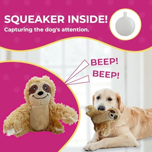 Glow Pups Hide and Seek Dog Toy, Interactive Burrow Dog Toy with Squeaker, Plush Sloth in Tree Trunk, Promotes Mental Stimulation, Easy to Clean, Small 8 x 5.5 inches, Brown (Small Sloth Tree)