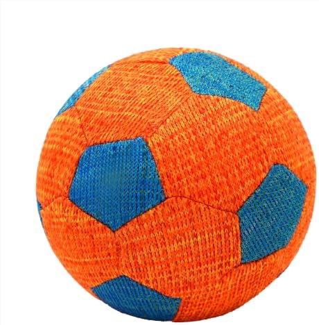 Squeaky Knit Fabric Soccer Ball Dog Toy, Orange Blue