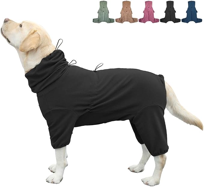 Dog Pajamas for Large Dogs, Extra Large Stretch, Suitable for Adult Medium-Sized Dogs, Large Pet Jumpsuit Four-Legged Dog Clothes, Surgical Recovery Pet Clothing (Black, 6XL)